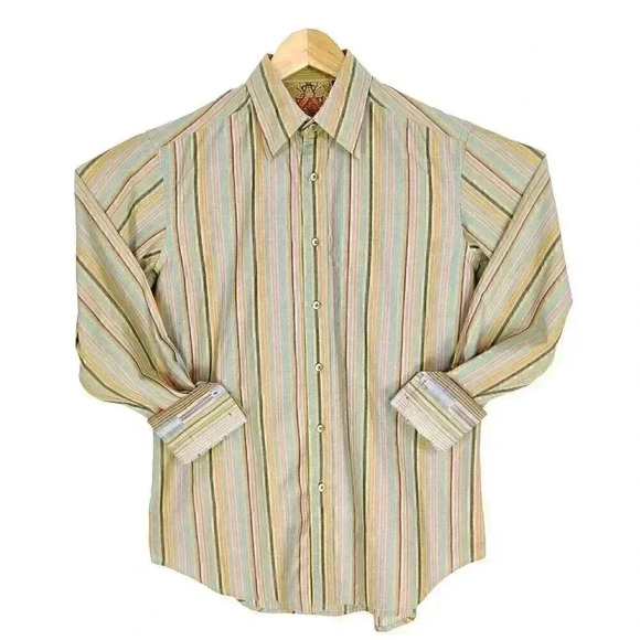 Robert Graham Long Sleeve Casual Shirt S Button-Up Collared Striped Cotton - Picture 1 of 8